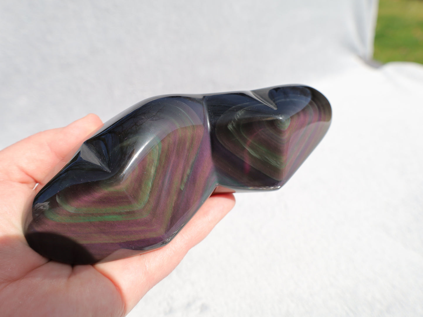 Rainbow Obsidian Double Heart