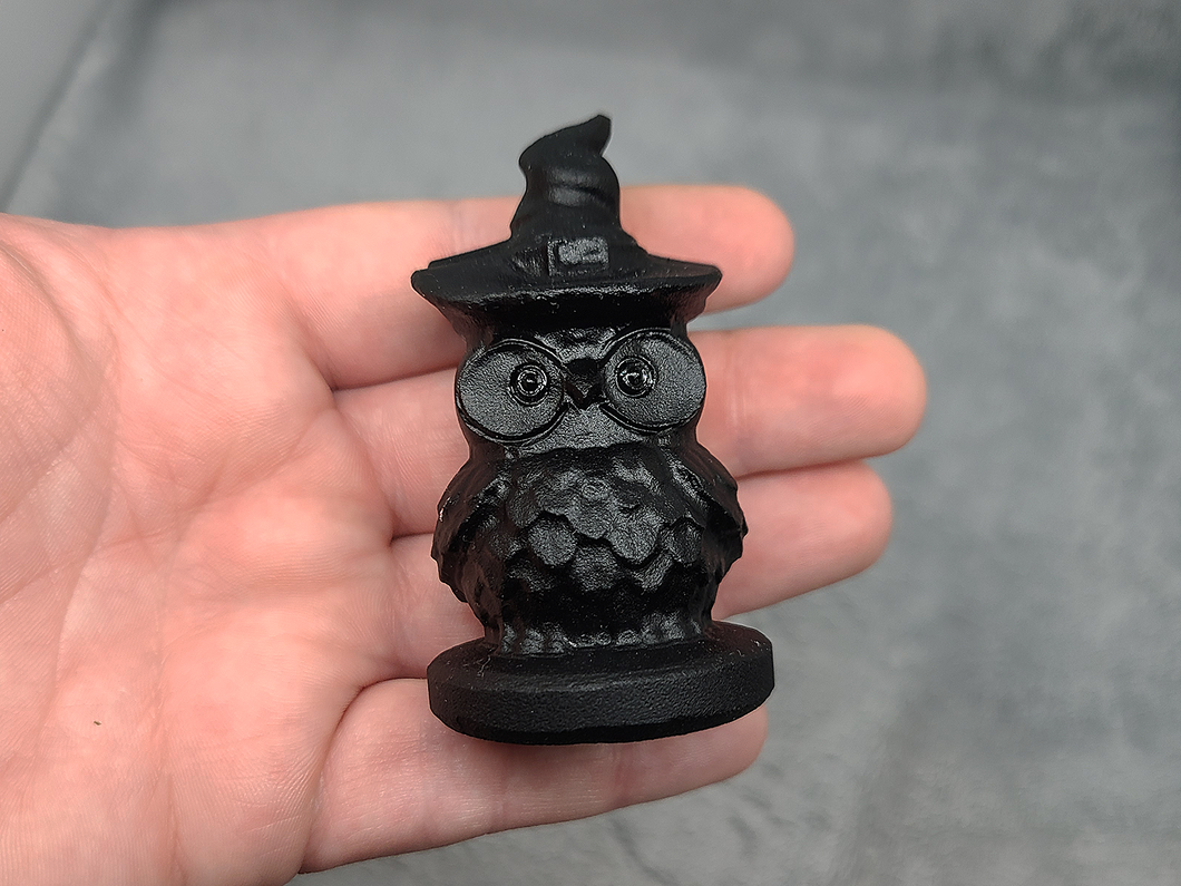 Obsidian Witch's Owl Carving